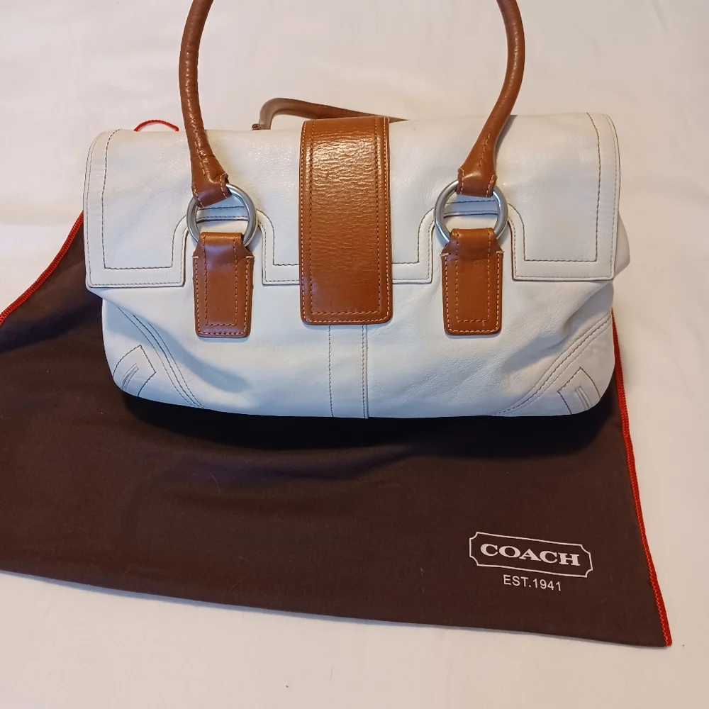 VTG Coach Hamptons Y2K Leather Two Handle Handbag Purse Authentic